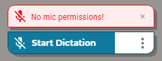 Message showing "No mic permissions"